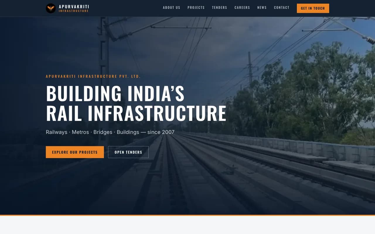 Screenshot of Apurvakriti Infrastructure